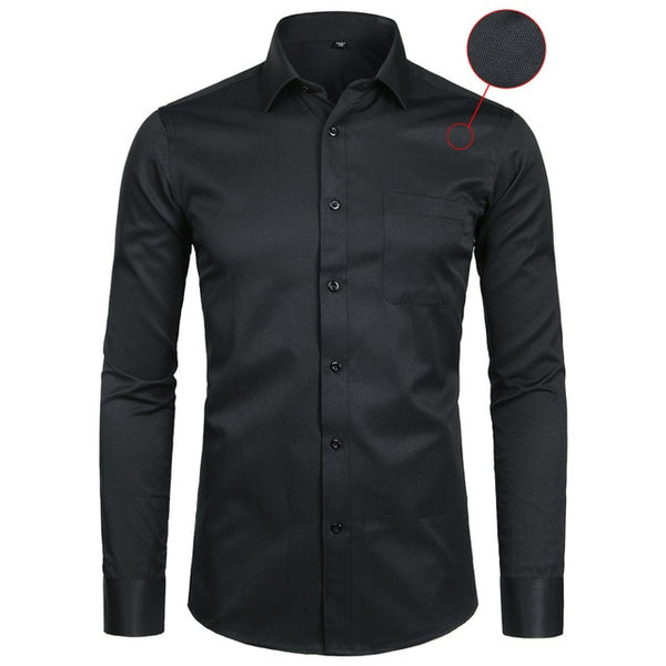 Business Dress Shirt Men Fashion Slim Fit Long Sleeve Solid Casual Shirts Men's Working Office Wear Shirt With Pocket