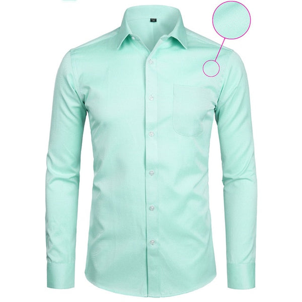 Business Dress Shirt Men Fashion Slim Fit Long Sleeve Solid Casual Shirts Men's Working Office Wear Shirt With Pocket