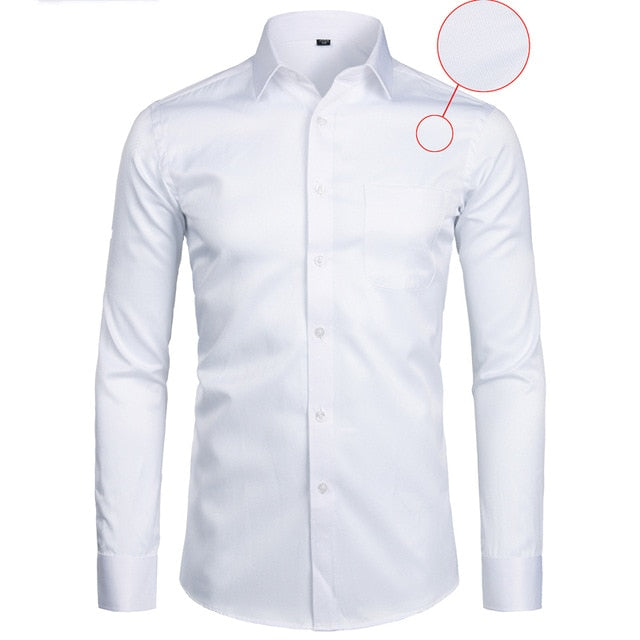 Business Dress Shirt Men Fashion Slim Fit Long Sleeve Solid Casual Shirts Men's Working Office Wear Shirt With Pocket