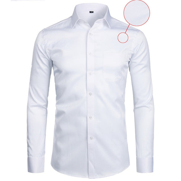 Business Dress Shirt Men Fashion Slim Fit Long Sleeve Solid Casual Shirts Men's Working Office Wear Shirt With Pocket