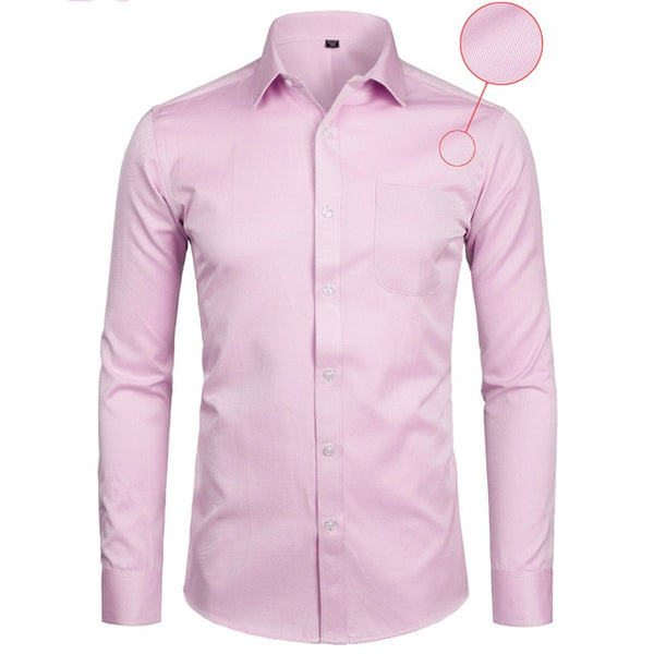 Business Dress Shirt Men Fashion Slim Fit Long Sleeve Solid Casual Shirts Men's Working Office Wear Shirt With Pocket