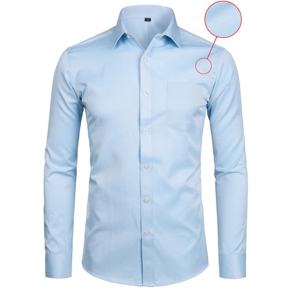 Business Dress Shirt Men Fashion Slim Fit Long Sleeve Solid Casual Shirts Men's Working Office Wear Shirt With Pocket