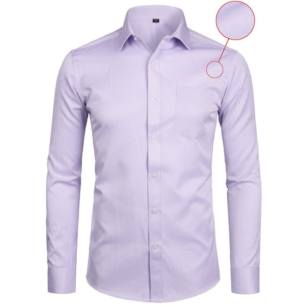 Business Dress Shirt Men Fashion Slim Fit Long Sleeve Solid Casual Shirts Men's Working Office Wear Shirt With Pocket