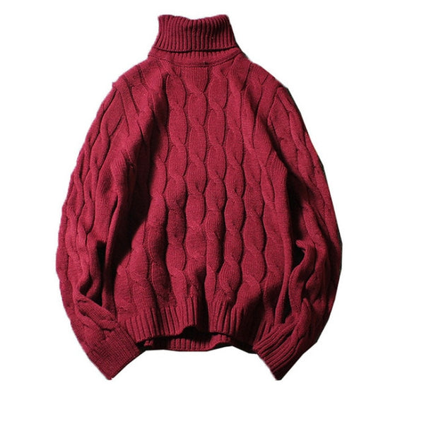 Men Turtle Neck Sweater Thick Knitted Pullover Sweater Male High Turtle Neck Plus Size Men's Coats