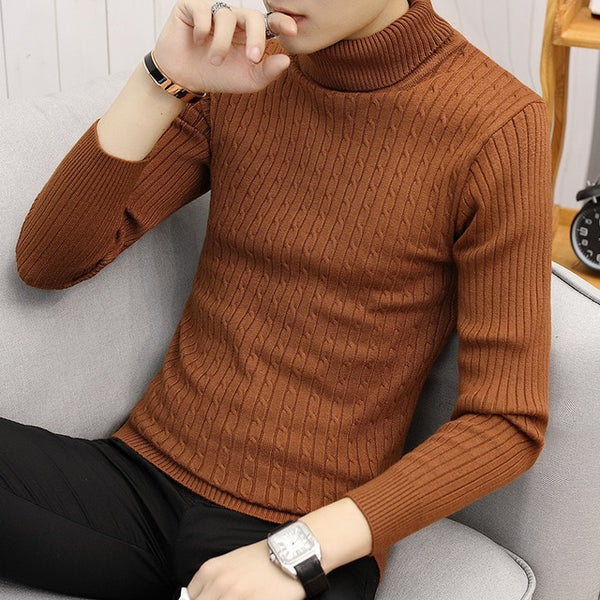 Turtle Neck Men Sweater Christmas Cotton Male Sweater Pullover Turtle Neck Men's Jumper Men's Knitwear Pull