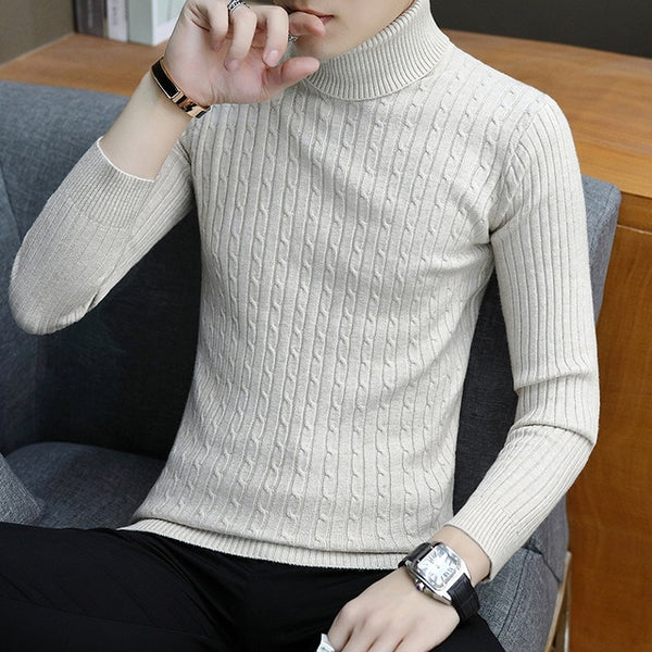 Turtle Neck Men Sweater Christmas Cotton Male Sweater Pullover Turtle Neck Men's Jumper Men's Knitwear Pull