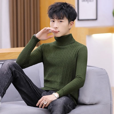 Turtle Neck Men Sweater Christmas Cotton Male Sweater Pullover Turtle Neck Men's Jumper Men's Knitwear Pull