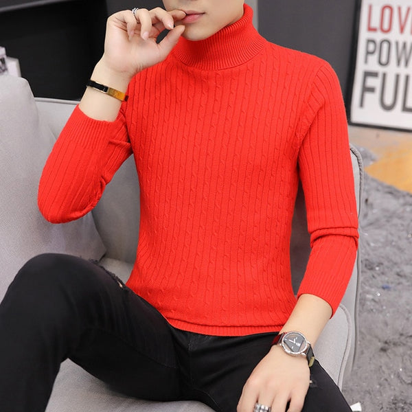 Turtle Neck Men Sweater Christmas Cotton Male Sweater Pullover Turtle Neck Men's Jumper Men's Knitwear Pull