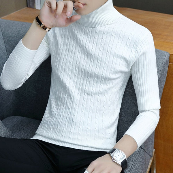 Turtle Neck Men Sweater Christmas Cotton Male Sweater Pullover Turtle Neck Men's Jumper Men's Knitwear Pull