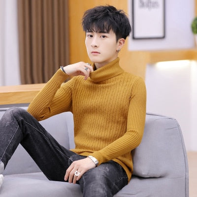 Turtle Neck Men Sweater Christmas Cotton Male Sweater Pullover Turtle Neck Men's Jumper Men's Knitwear Pull