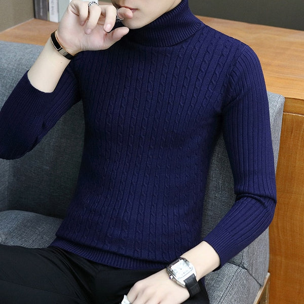 Turtle Neck Men Sweater Christmas Cotton Male Sweater Pullover Turtle Neck Men's Jumper Men's Knitwear Pull