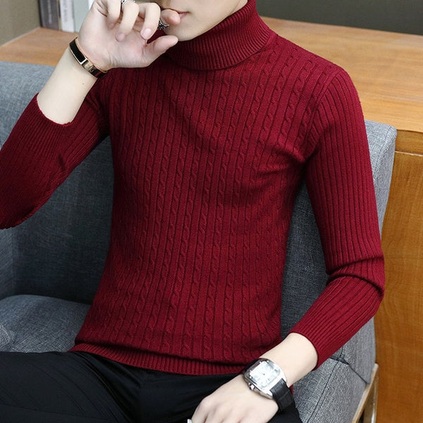 Turtle Neck Men Sweater Christmas Cotton Male Sweater Pullover Turtle Neck Men's Jumper Men's Knitwear Pull