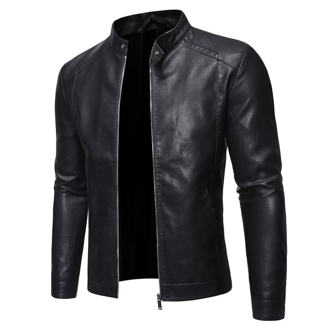 Men Faux Leather Jacket Motorcycle Men's