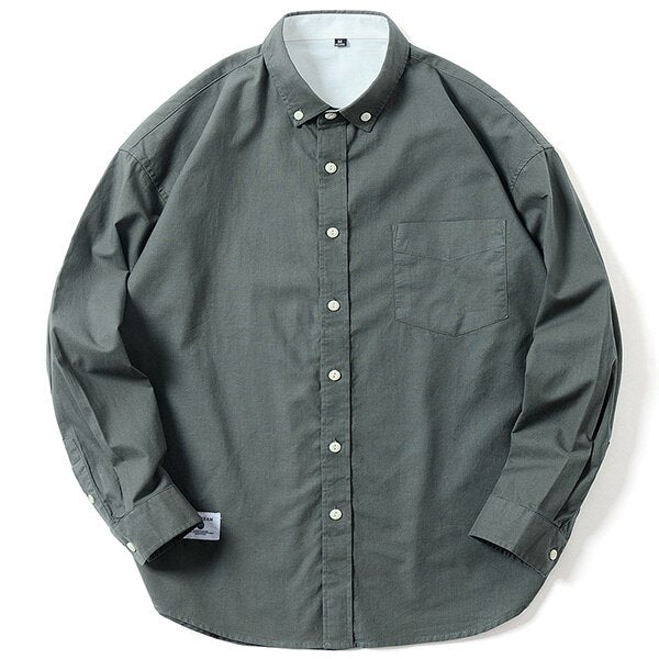 Casual 100% Cotton Oxford Men's Shirt Milk Slim Fit Fashion Design Long Sleeve Breathable