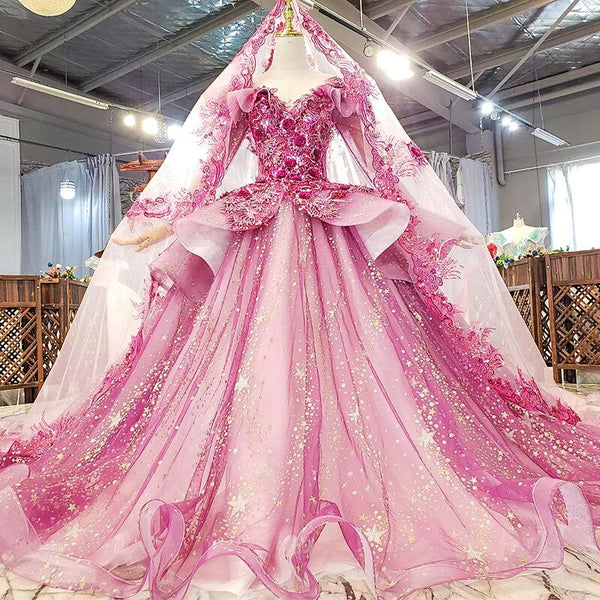 Ladies Super Long Dress Heavy Handmade 3D Lace Flower Ruffled Super Shiny Sequins Long Tail High-End Custom Dress