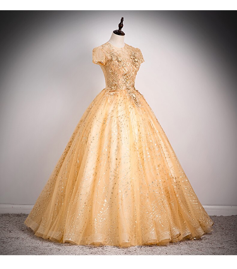 Luxury Embroidery Beading Flowers Short Sleeve Ball Gown Opera Medieva klevu-personalisation-demo Luxury Embroidery Beading Flowers Short Sleeve Ball Gown Opera Medieva klevu-personalisation-demo