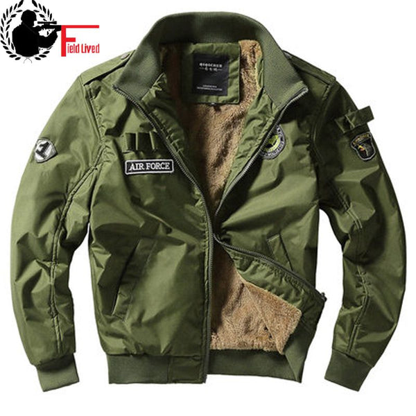 Bomber Jacket Ma1 Air Force Pilot Casual New Arrival Military Style Men Thick Fleece Coat Male Khaki