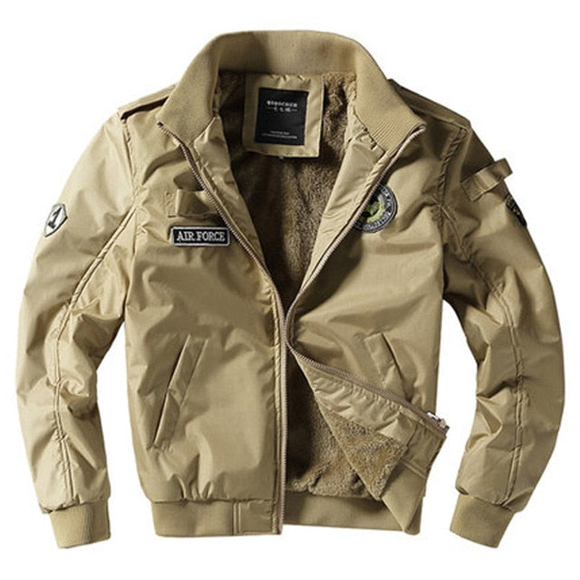 Bomber Jacket Ma1 Air Force Pilot Casual New Arrival Military Style Men Thick Fleece Coat Male Khaki