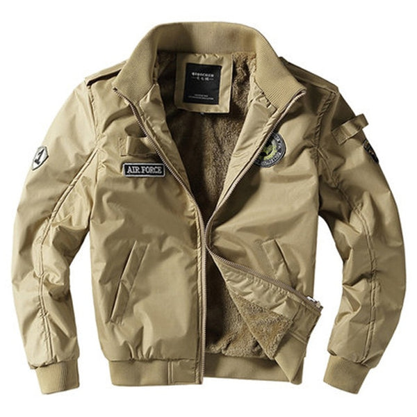 Bomber Jacket Ma1 Air Force Pilot Casual New Arrival Military Style Men Thick Fleece Coat Male Khaki