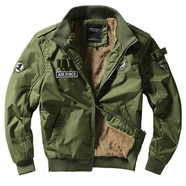 Bomber Jacket Ma1 Air Force Pilot Casual New Arrival Military Style Men Thick Fleece Coat Male Khaki